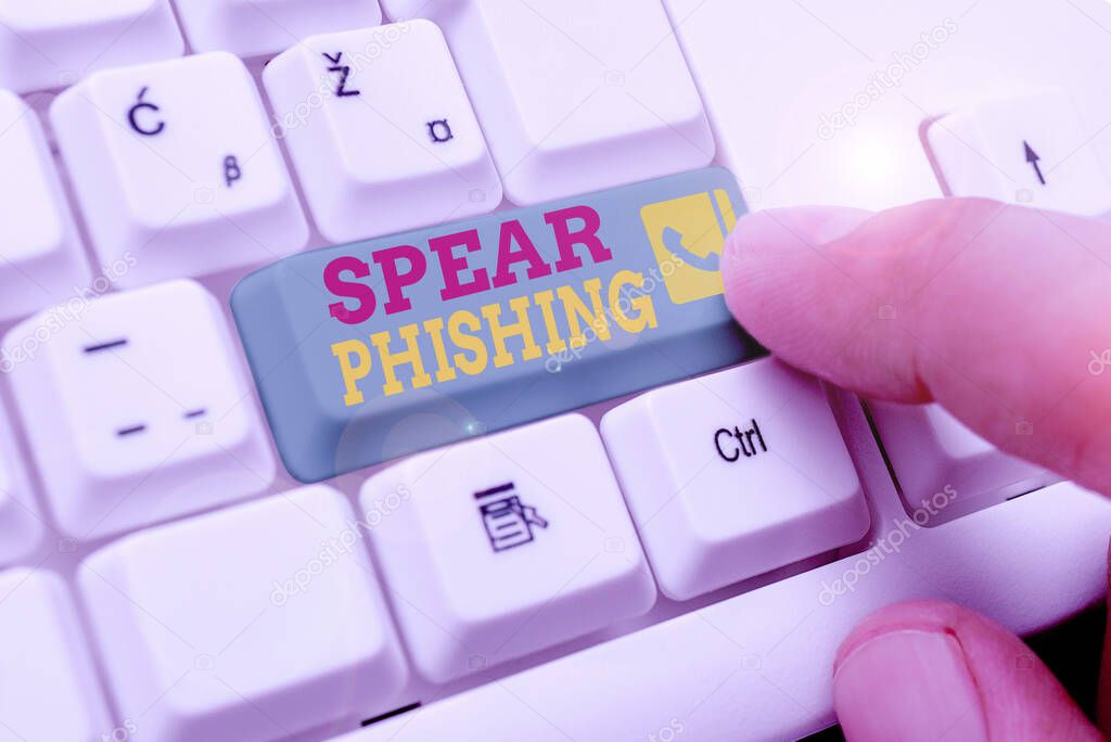 Word writing text Spear Phishing. Business concept for Sending fake emails to extract financial data from user.