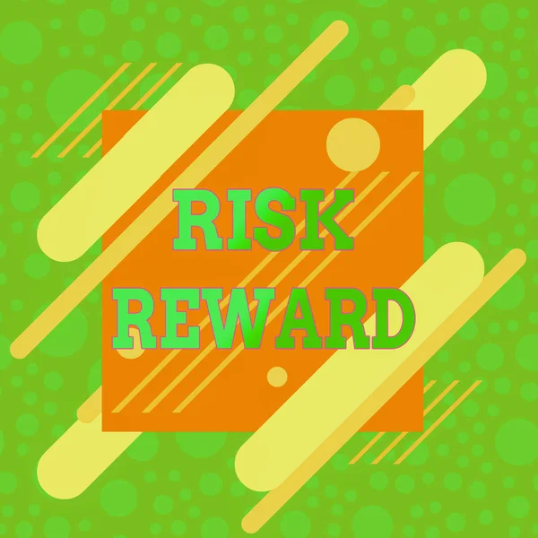 Handwriting text Risk Reward. Concept meaning assess the profit potential of a trade relative to its loss Asymmetrical uneven shaped format pattern object outline multicolour design. — Stock Photo, Image