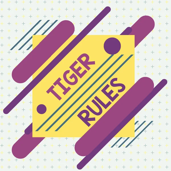 Szöveg jel mutatja a Tigris szabályokat. Fogalmi fotó Akaraterő és demonstrációs erő Ellenállás birodalmi uralom aszimmetrikus egyenetlen alakú formátum minta objektum körvonalazódik többszínű design. — Stock Fotó
