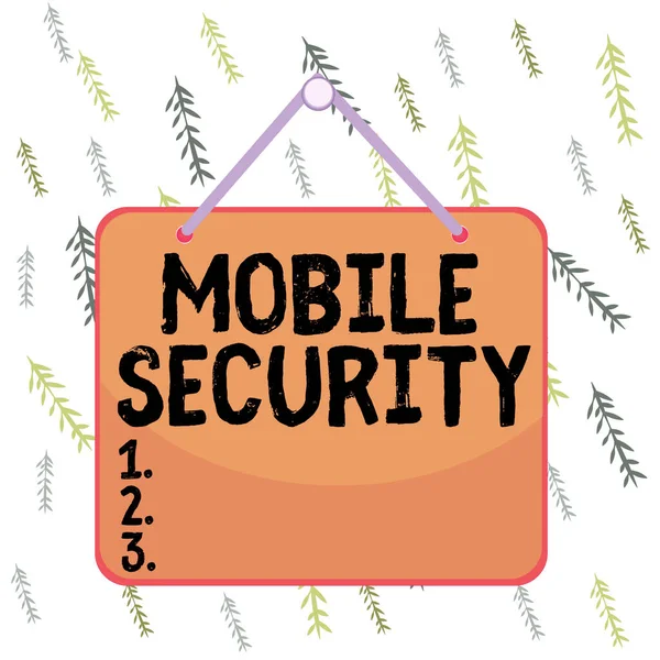 Écriture manuscrite de texte Mobile Security. Concept signifiant efforts pour sécuriser les données sur les appareils mobiles tels que les smartphones Rappel de mémo coloré espace vide carte vide attacher rectangle arrière-plan . — Photo