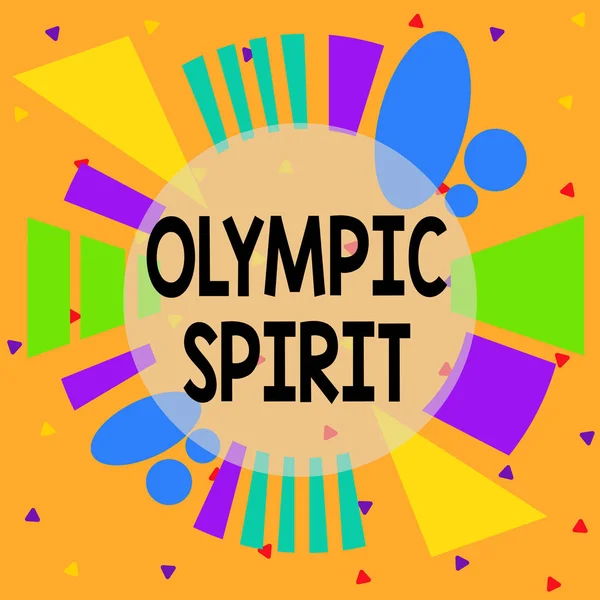 Handwriting text Olympic Spirit. Concept meaning having pride in your national team but putting aside politics Asymmetrical uneven shaped format pattern object outline multicolour design.
