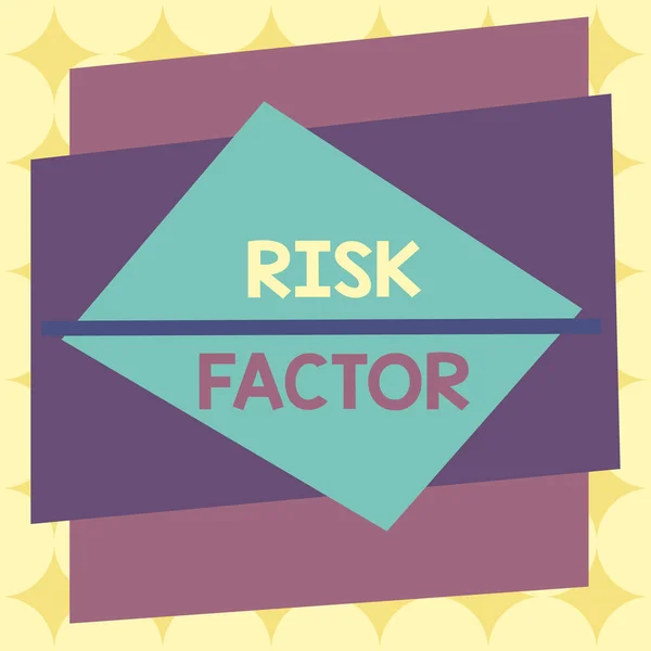 Writing note showing Risk Factor. Business photo showcasing a condition behavior or other factor that increases danger Asymmetrical format pattern object outline multicolor design. — Stock Fotó
