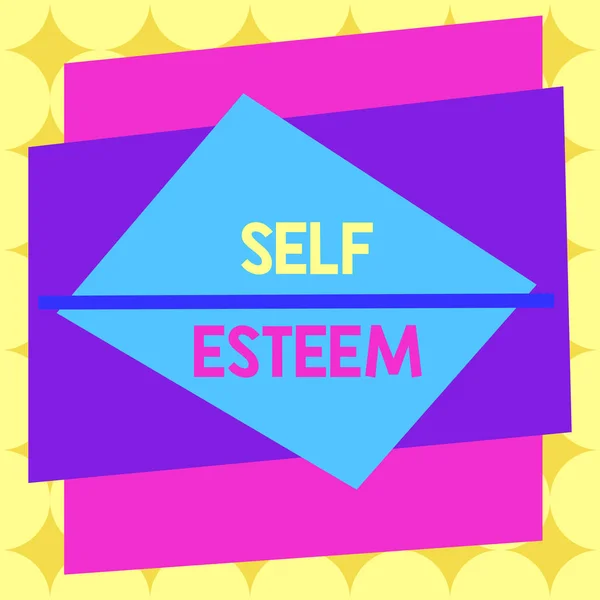 Writing note showing Self Esteem. Business photo showcasing a feeling of having respect for yourself and your abilities Asymmetrical format pattern object outline multicolor design.