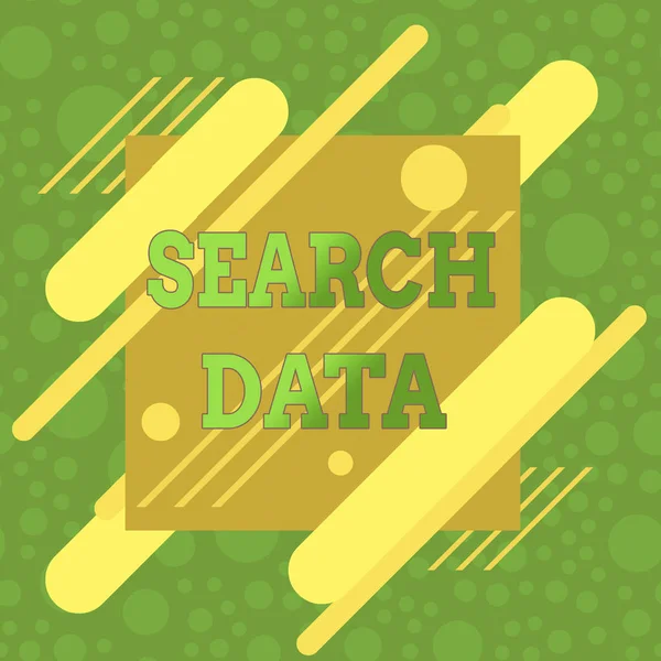 Handwriting text Search Data. Concept meaning efficient retrieval of specific items from a set of items Asymmetrical uneven shaped format pattern object outline multicolour design. — Stock Photo, Image