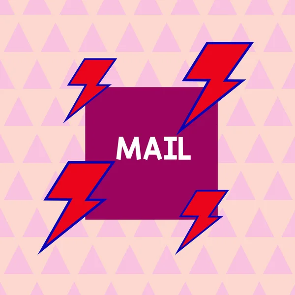 Text sign showing Mail. Conceptual photo letters or parcel sent or delivered by means of the postal system Asymmetrical uneven shaped format pattern object outline multicolour design. — 图库照片