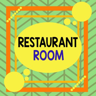 Handwriting text Restaurant Room. Concept meaning showing pay to sit and eat meals that are cooked and served Asymmetrical uneven shaped format pattern object outline multicolour design.