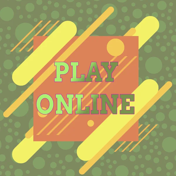 Handwriting text Play Online. Concept meaning a video game played over some form of computer network Asymmetrical uneven shaped format pattern object outline multicolour design. — Stockfoto