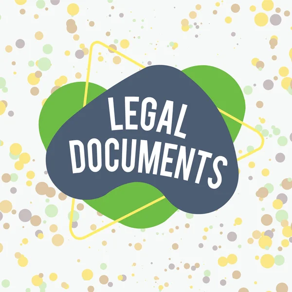 Word writing text Legal Documents. Business concept for a document concerning a legal matter Drawn up by a lawyer Asymmetrical uneven shaped format pattern object outline multicolour design. — Stockfoto