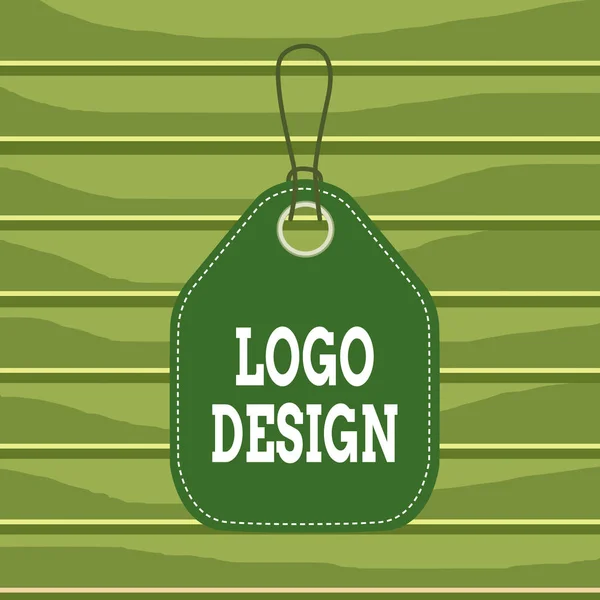 Conceptual hand writing showing Logo Design. Business photo showcasing a graphic representation or symbol of company name or trademark Empty tag colorful background label rectangle attach string. — Zdjęcie stockowe