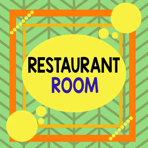 Texte manuscrit Restaurant Room. Concept signifiant montrer payer pour s'asseoir et manger des repas qui sont cuits et servis Asymétrique forme inégale motif objet contour multicolore . — Photo