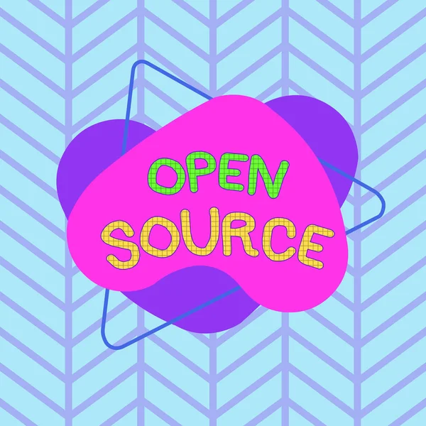 Text sign showing Open Source. Conceptual photo denoting software which original source code is made free Asymmetrical uneven shaped format pattern object outline multicolour design. — Stockfoto