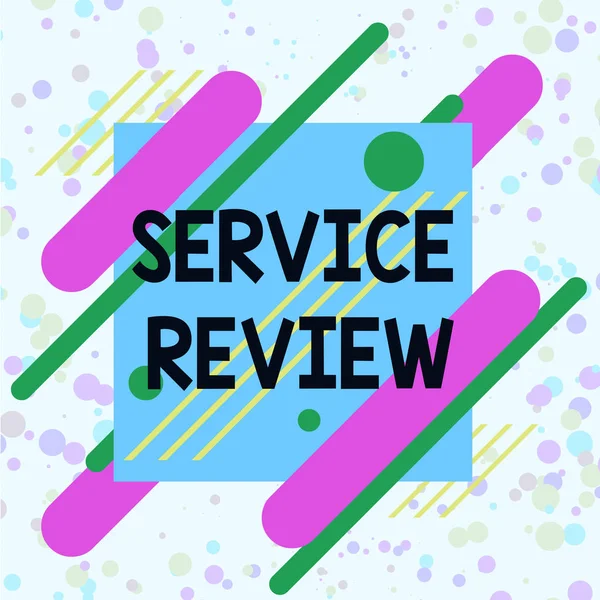 Handwriting text writing Service Review. Concept meaning an option for customers to rate a company s is service Asymmetrical uneven shaped format pattern object outline multicolour design. — 图库照片