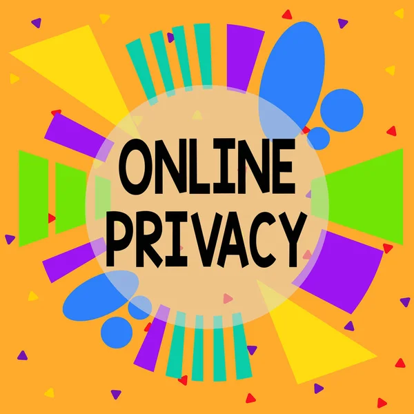 Scrittura a mano testo Privacy online. Concetto significato comporta il controllo di quali informazioni si rivelano on-line asimmetrico formato irregolare modello oggetto contorno disegno multicolore . — Foto Stock