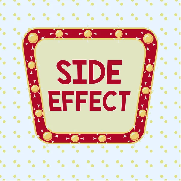 Word writing text Side Effect. Business concept for typically undesirable effect of a drug or medical treatment Asymmetrical uneven shaped format pattern object outline multicolour design. — Stock Photo, Image