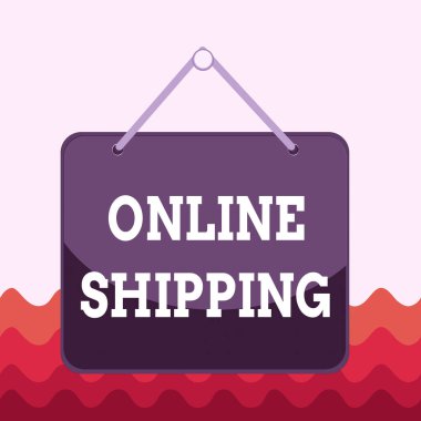 Conceptual hand writing showing Online Shipping. Business photo showcasing the act or analysisner of delivering something through the net Memo reminder empty board attached background rectangle.
