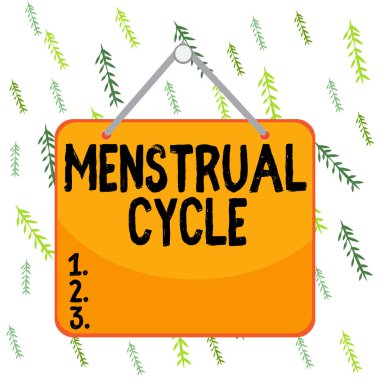 Handwriting text writing Menstrual Cycle. Concept meaning monthly cycle of changes in the ovaries and uterus lining Colored memo reminder empty board blank space attach background rectangle.