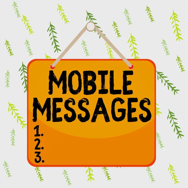 Handwriting text writing Mobile Messages. Concept meaning the act of composing and sending electronic messages Colored memo reminder empty board blank space attach background rectangle. — Φωτογραφία Αρχείου