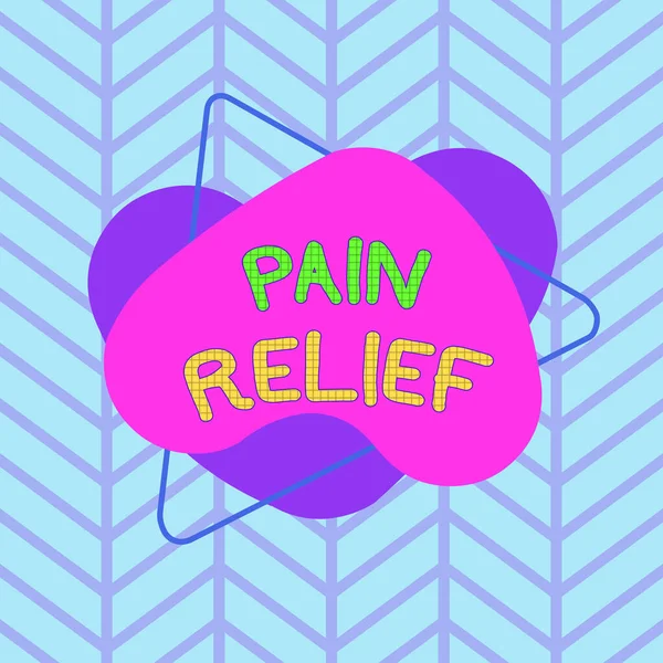 Text sign showing Pain Relief. Conceptual photo Drugs or other methods of reducing or getting rid of pain Asymmetrical uneven shaped format pattern object outline multicolour design. — Stockfoto