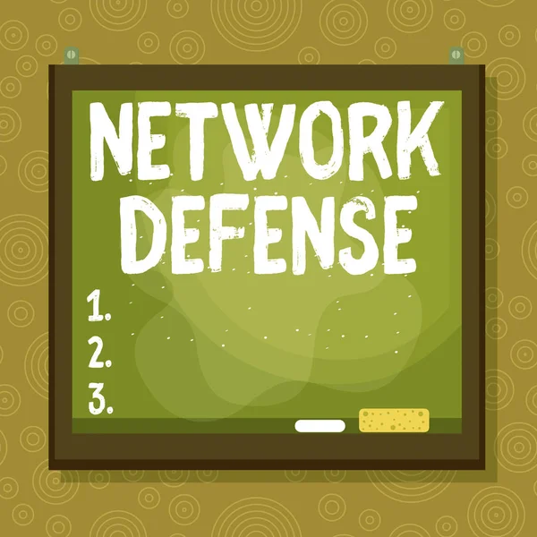 Texto de escritura a mano Network Defense. Concepto que significa facilidades para proteger y defender la información de la interrupción Asimétrico formato desigual patrón objeto contorno diseño multicolor . — Foto de Stock