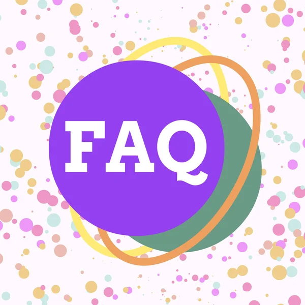 Word writing text Faq. Business concept for A list of questions and answers relating to a particular subject Asymmetrical uneven shaped format pattern object outline multicolour design. — Stockfoto