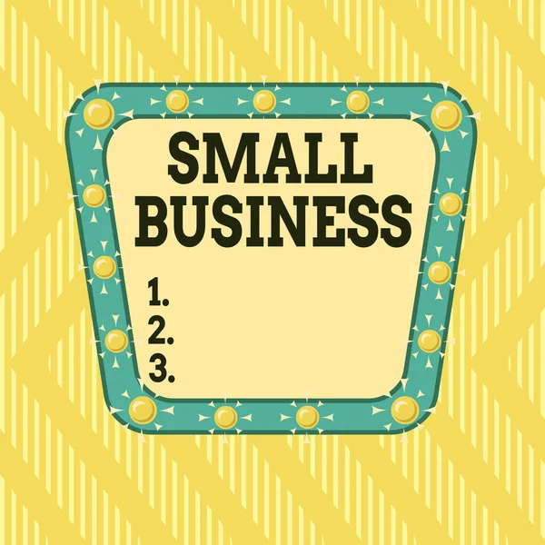 Writing note showing Small Business. Business photo showcasing privately owned corporations that has less employees Asymmetrical uneven shaped pattern object multicolour design. — Zdjęcie stockowe