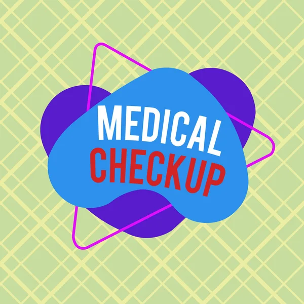 Writing note showing Medical Checkup. Business photo showcasing medical examination to test your general state of health Asymmetrical format pattern object outline multicolor design.
