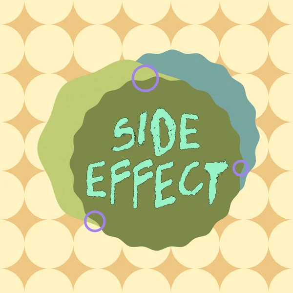 Conceptual hand writing showing Side Effect. Business photo text typically undesirable effect of a drug or medical treatment Asymmetrical format pattern object outline multicolor design. — Stockfoto