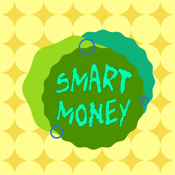 Conceptual hand writing showing Smart Money. Business photo text the money bet or invested by showing with expert knowledge Asymmetrical format pattern object outline multicolor design. — Stock Photo, Image