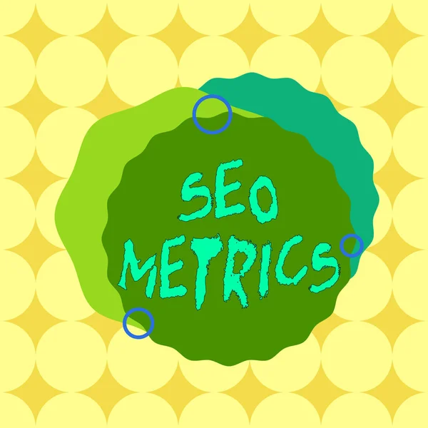 Conceptual hand writing showing Seo Metrics. Business photo text measure the perforanalysisce of website for organic search results Asymmetrical format pattern object outline multicolor design. — Stockfoto