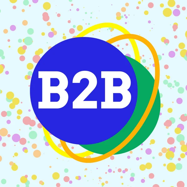 Word writing text B2B. Business concept for Exchange of products services information between businesses E Commerce Asymmetrical uneven shaped format pattern object outline multicolour design. — Zdjęcie stockowe
