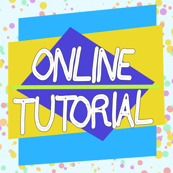 Texto de escrita de palavras Tutorial Online. Conceito de negócio para o processo de tutoria em um ambiente on-line ou virtual Formato assimétrico desigual formato padrão objeto esboço design multicolorido . — Fotografia de Stock