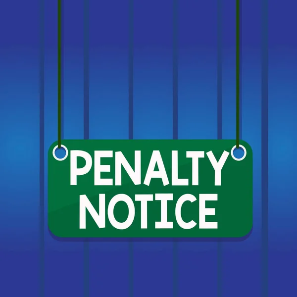 Writing note showing Penalty Notice. Business photo showcasing the immediate fine given to showing for minor offences Board color background plank attached string panel rectangle. — 스톡 사진