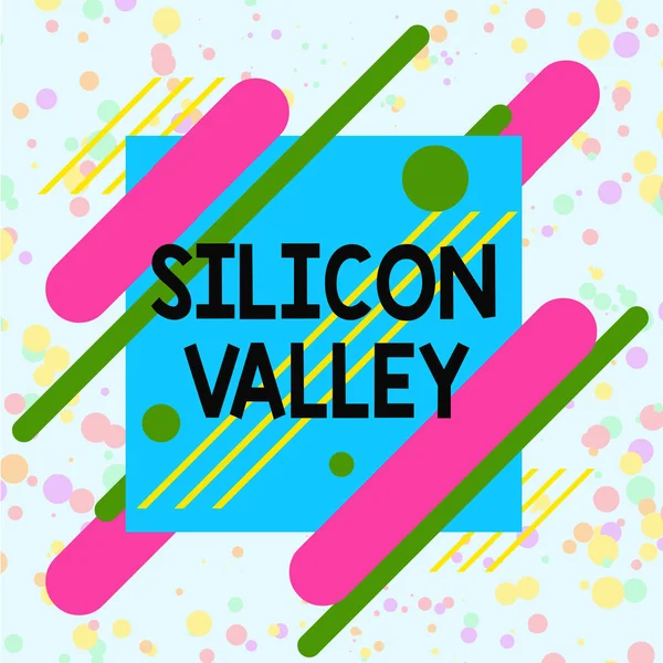 Handwriting text writing Silicon Valley. Concept meaning home to analysisy startup and global technology companies Asymmetrical uneven shaped format pattern object outline multicolour design. — Stock fotografie