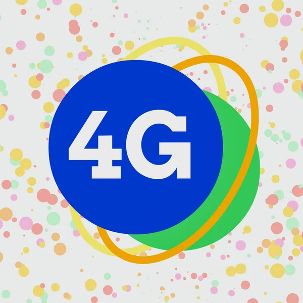 Написання тексту 4G. Бізнес-концепція стандарту Мобільного зв'язку Бездротовий доступ до Інтернету на більш високій швидкості Асиметричний нерівномірний формат об'єкта контурний багатобарвний дизайн . — стокове фото