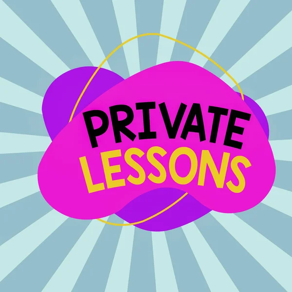 Text sign showing Private Lessons. Conceptual photo teaching which is usually paid privately by small groups Asymmetrical uneven shaped format pattern object outline multicolour design.