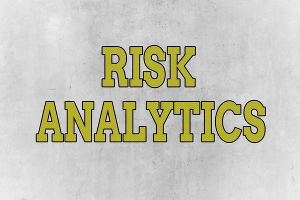 Writing note showing Risk Analytics. Business photo showcasing study of underlying uncertainty of a given course of action. — Stockfoto