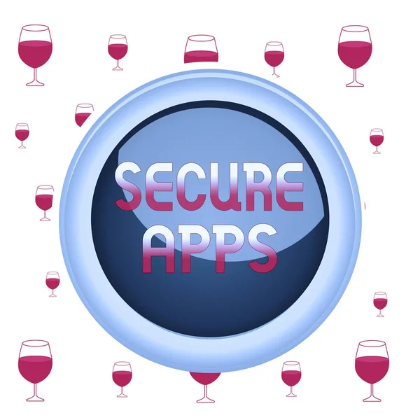 Text sign showing Secure Apps. Conceptual photo protect the device and its data from unauthorized access Circle button colored sphere switch center background middle round shaped.