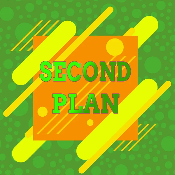 Handwriting text Second Plan. Concept meaning next set of decisions about how to do something in the future Asymmetrical uneven shaped format pattern object outline multicolour design. — Stockfoto