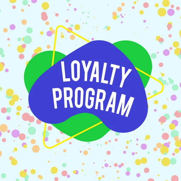 Word writing text Loyalty Program. Business concept for marketing effort that provide incentives to repeat customers Asymmetrical uneven shaped format pattern object outline multicolour design. — Stockfoto