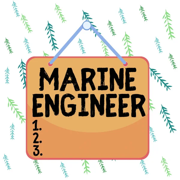 Handwriting text writing Marine Engineer. Concept meaning incharge with maintenance and operation of a ship s is engines Colored memo reminder empty board blank space attach background rectangle.