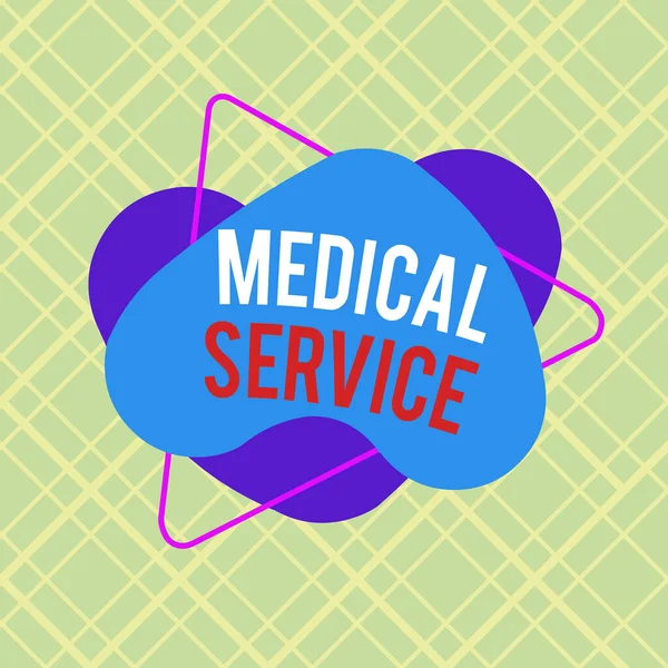 Writing note showing Medical Service. Business photo showcasing treat illnesses and injuries that require medical response Asymmetrical format pattern object outline multicolor design. — Stockfoto