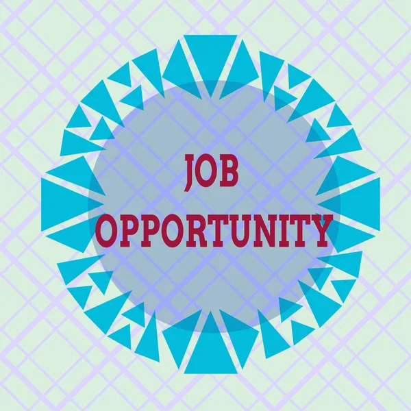Writing note showing Job Opportunity. Business photo showcasing an opportunity of employment or the chance to get a job Asymmetrical uneven shaped pattern object multicolour design. — Φωτογραφία Αρχείου