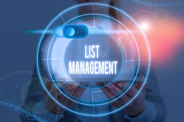 Scrittura di testi Word List Management. Concetto aziendale per l'impresa o l'individuo che agisce in qualità di agente del proprietario dell'elenco . — Foto Stock