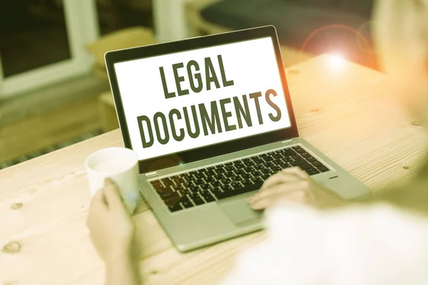 Conceptual hand writing showing Legal Documents. Business photo showcasing a document concerning a legal matter Drawn up by a lawyer. — Φωτογραφία Αρχείου