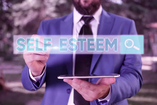 Un biglietto che mostra Self Esteem. Foto aziendale che mostra la sensazione di avere rispetto per te stesso e le tue capacità . — Foto Stock
