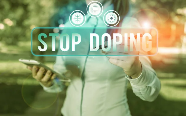 Segnale che mostra Stop Doping. Foto concettuale non utilizzare vietato uso atletico perforanalysisce migliorare i farmaci . — Foto Stock