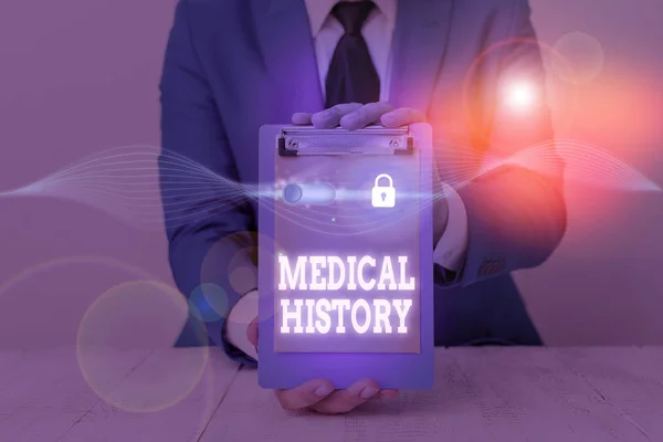 Text sign showing Medical History. Conceptual photo A record of information about a demonstrating s is health and medicare. — Φωτογραφία Αρχείου