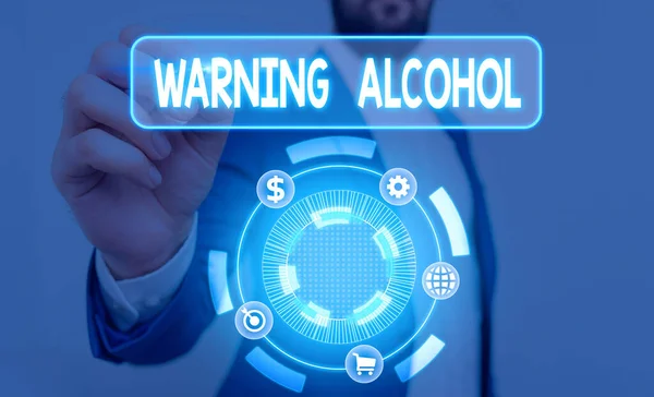 Text s varováním Alkohol. Koncepční foto zprávy se objevují na obalu alkoholických nápojů. — Stock fotografie