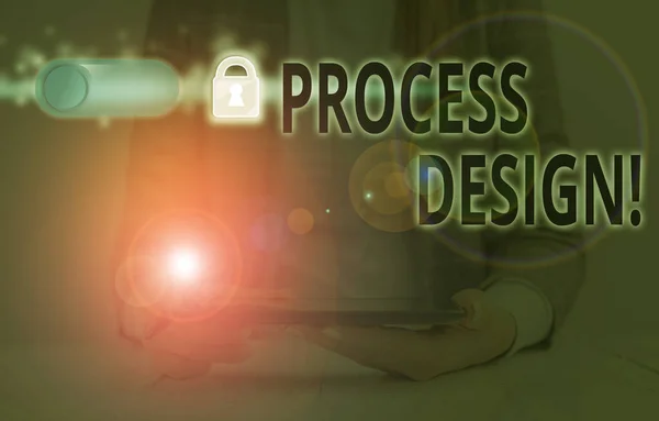 Kézírás szöveg Folyamattervezés. A termék előállítási és fejlesztési tervének koncepciója. — Stock Fotó