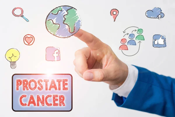Conceptual hand writing showing Prostate Cancer. Business photo showcasing cancer develops in the gland of male reproductive system. — Stock Photo, Image